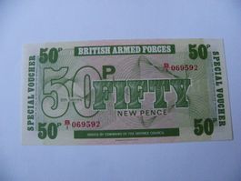 Banknote British Armed Forces 50 New Pence, 6th Series, Unc