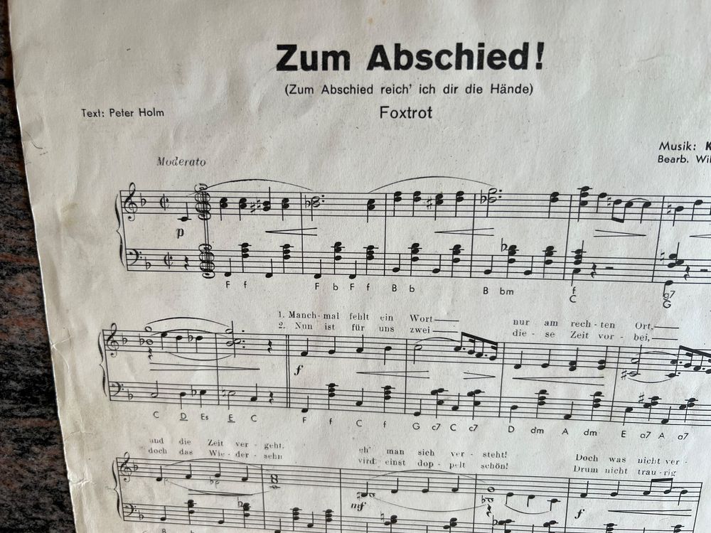 Noten Antik - Zum Abschied reich ich dir die Hände -Foxtrott (Gebraucht ...