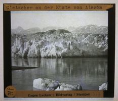 2x Glasdia USA: Gletscher an der Küste von Alaska, um 1920