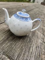 Asiatische Teekanne, Porzellan, Blau-Weiss, vintage