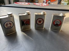 4 Oelkanister Vintage Set Metall verschiedene Marken