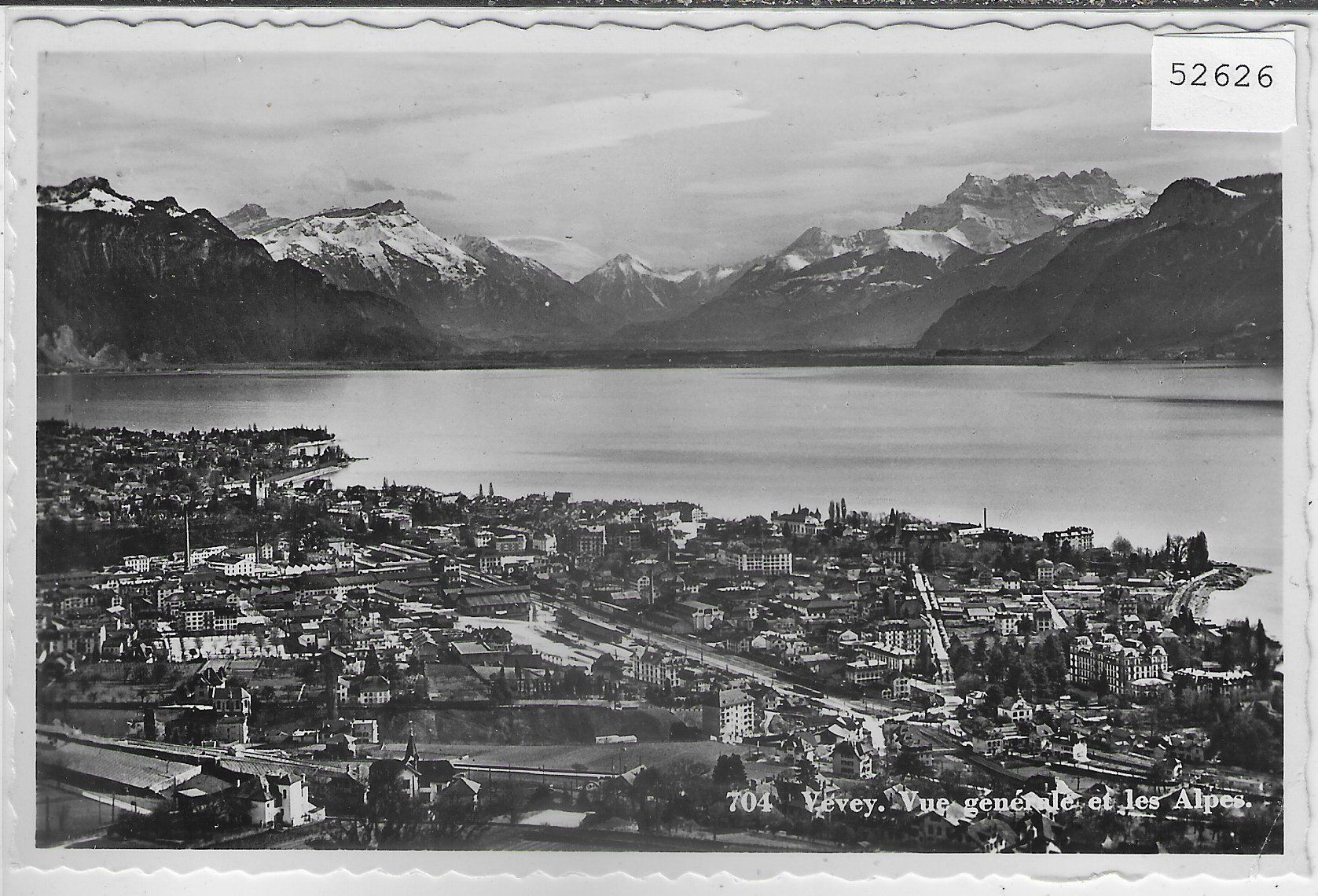 Cartoline postali: Vevey - Vue generale et les Alpes – Usato da Ettingen venduto da Kartenplanet