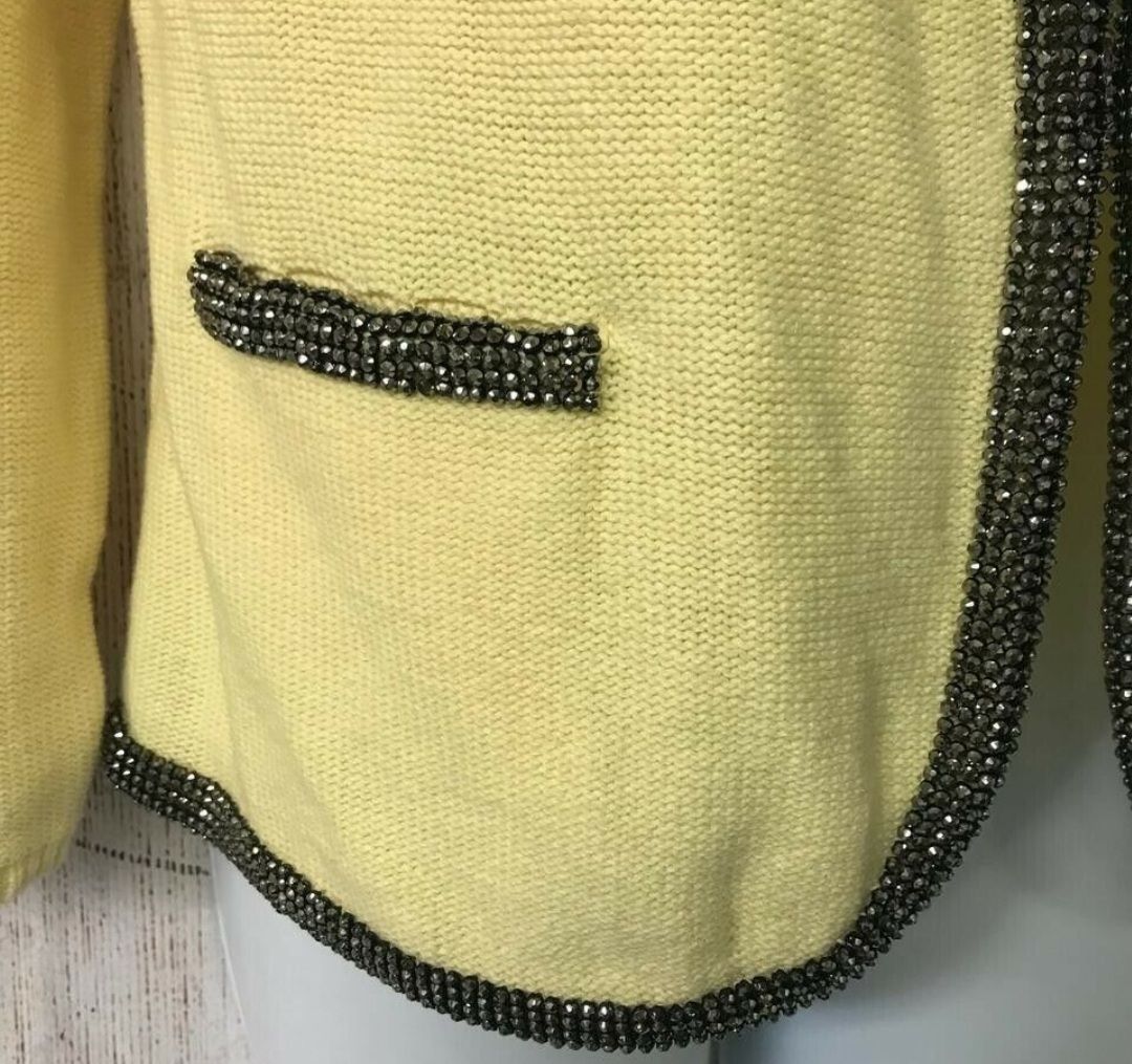 Maje Giacche: Maje Strickjacke Gelb Glitzer Perlen Gr. Nr.2 – Usato da Uster venduto da kgw78 2