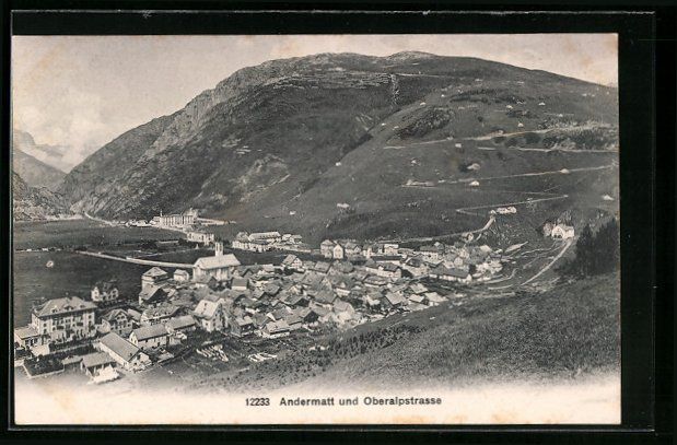 Cartoline postali: Andermatt, Gesamtansicht mit Oberalpstra – Usato da Berlin venduto da bartko-reher