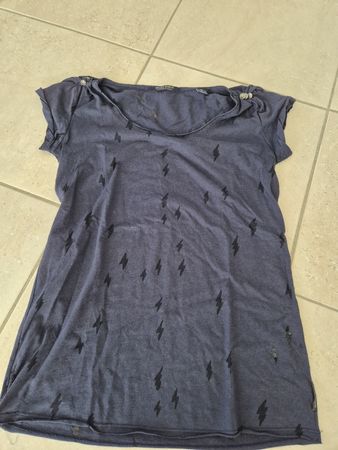 Maison Scotch T-Shirt blau Blitz-Muster Grösse 1 Scotch&Soda
