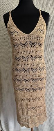 Beiges Häkelkleid von Dixie Gr. S aus Leinen & Viskose