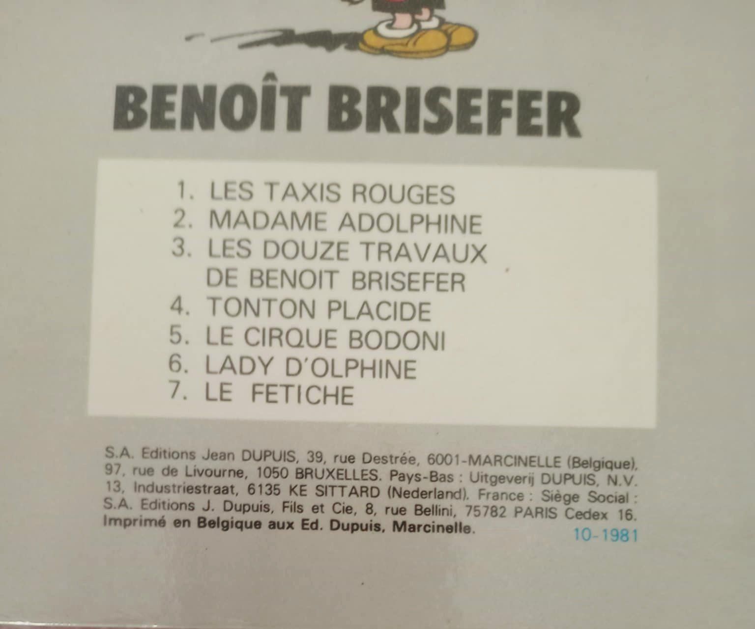 Fumetti: Benoît Brisefer - Le fétiche / Edition 1981 TTBE – Usato da Le Locle venduto da borgespatricia 3