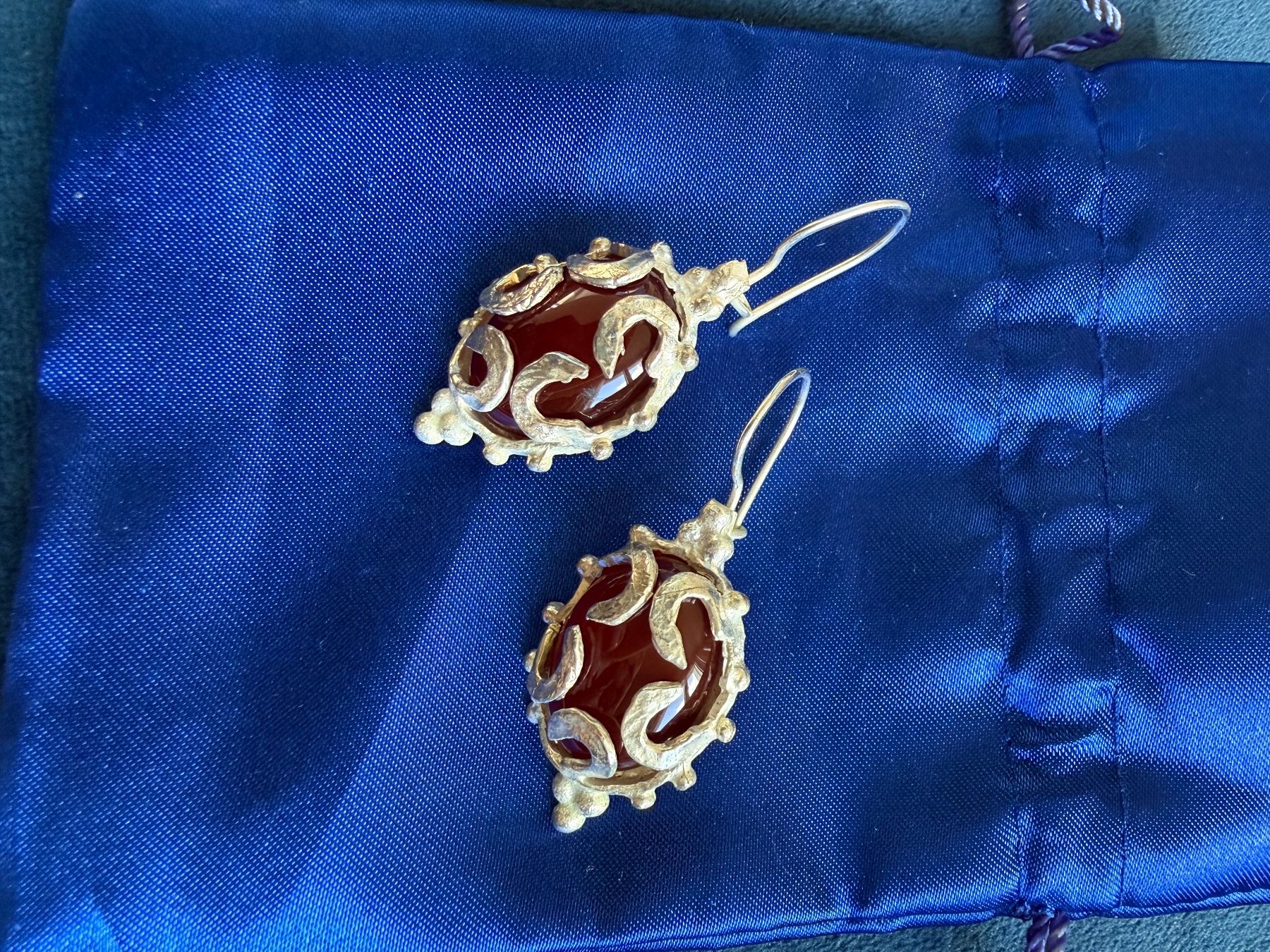 Orecchini pendenti & Orecchini a lobo: Vintage Sterling Silver Carnelian Dangle Earrings – Nuovo (secondo la descrizione) da Zürich venduto da DEGU 3