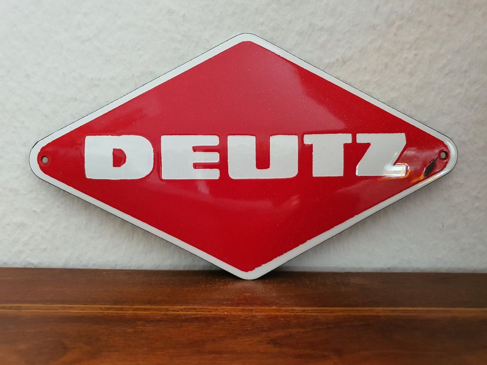 Emailschild Deutz Traktor Logo Emaille Schild Reklame Retro 1