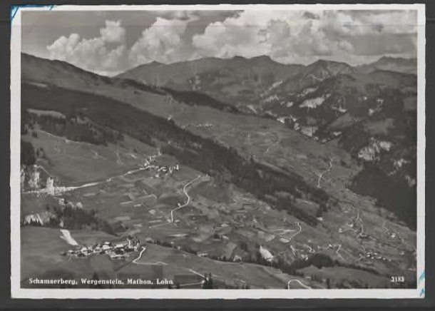 Cartoline postali: Schamserberg, Wergenstein, Mathon, Lohn - 1954 ?   (L – Usato da Ruggell venduto da Masescha
