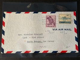 1.70 Fr. Luftpost Brief 1946 von Basel nach North Bergen USA