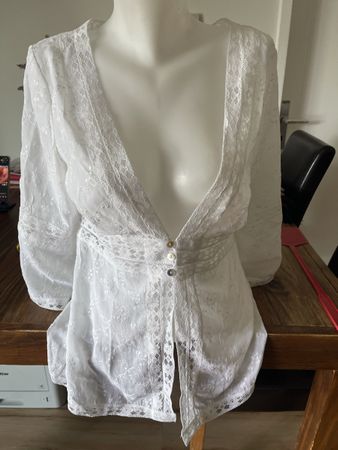 Blouse blanche dentelle Lino Tesini taille 40 NEUVE