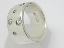 breiter Ring Silber 925 weisse Schmucksteine ESPRIT Gr. 57