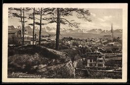 AK Burgdorf, Gesamtansicht mit Felsen und Bergpanorama
