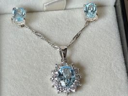 Topas Schmuck Set Ohrstecker, Anhänger 925 Silber, NEU