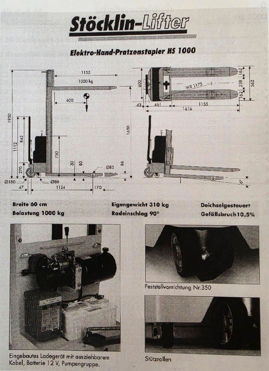 Stöcklin Gabelstapler & Hubwagen: Elektro-Hand-Pratzenstapler (Gabelstapler) – Gebraucht aus Winterthur von klematis12 3