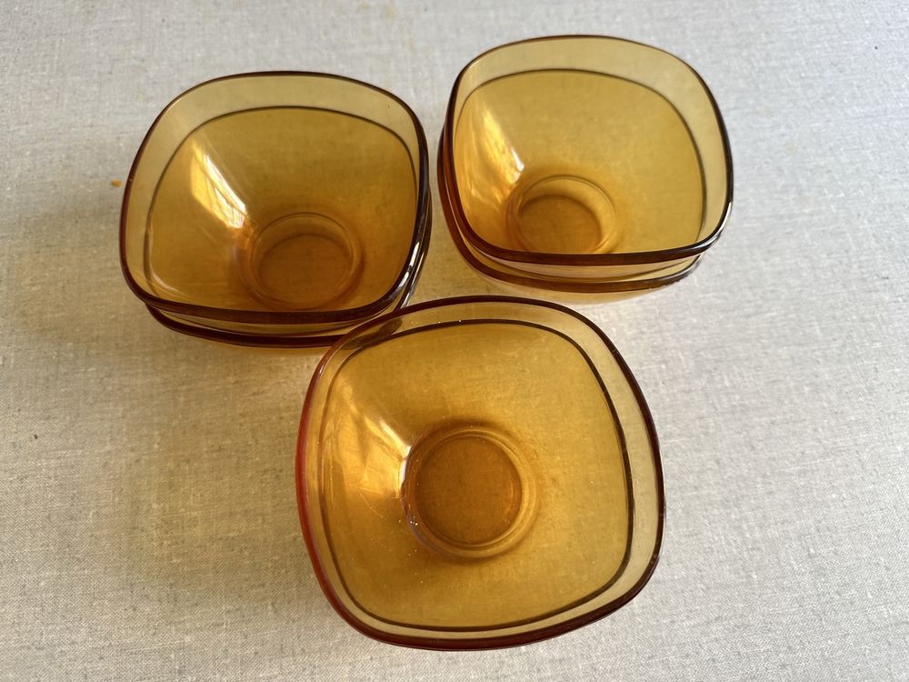 Ensemble Vintage Duralex Vereco France - 2 Tasses Et Soucoupes Ambrées Années 70