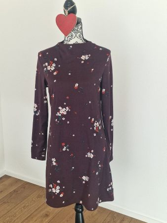 Kleid Clockhouse dunkelrot geblümt Grösse M neuwertig