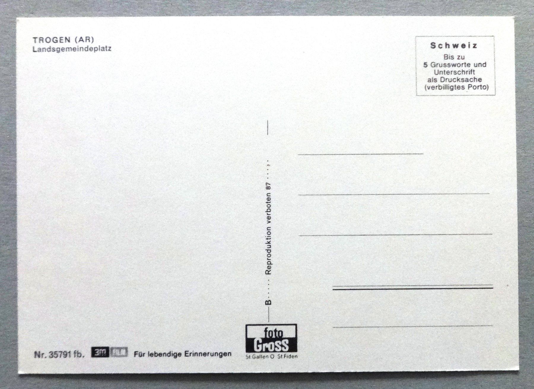 Cartes postales: Trogen (AR), Landsgemeindeplatz – D'occasion à Fétigny par Billy2miny 1