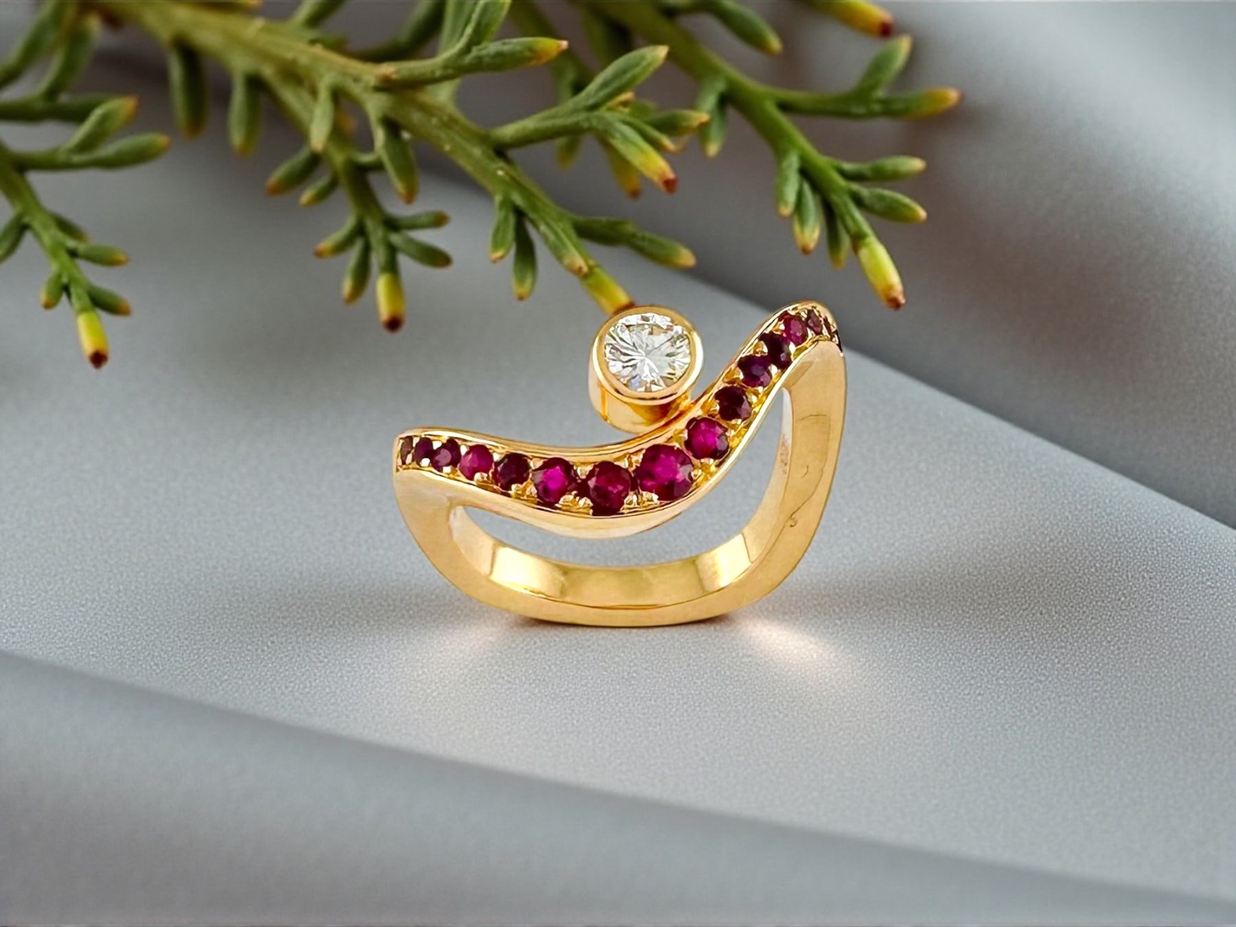Anelli: MAX WAGNER, Zürich, Rubin - Diamant - Ring – Usato da Zuzwil SG venduto da artimmo