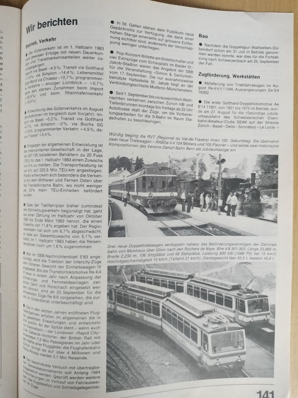 Riviste & Magazine: SBB CFF FFS Nachrichtenblatt von 1983 – Usato da Schwanden Sigrisw venduto da pho_2mc9 7