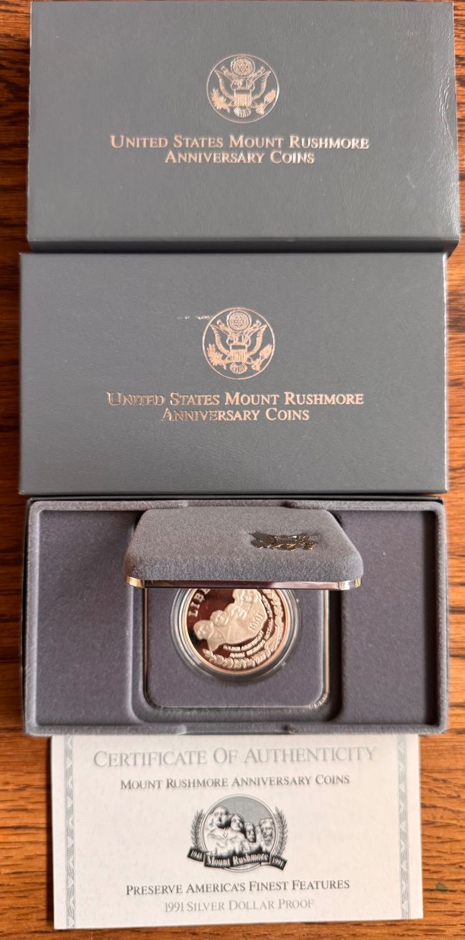 Tutti le monete: Mount Rushmore Silber Dollar 1991, Proof, Full Set! – Usato da Ebikon venduto da Dmasterx