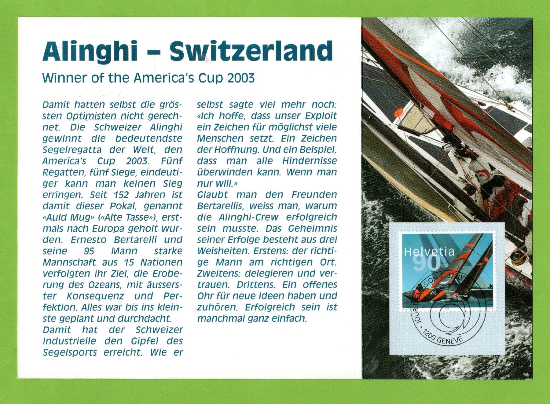 Alle Briefmarken: 2003 Alinghi Folder siehe Bilder – Gebraucht aus Stein am Rhein von Huehnerhund 2