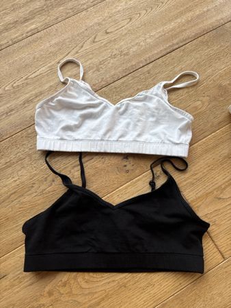 2er Set Mädchen Bustiers Baumwolle Schwarz&Weiss,