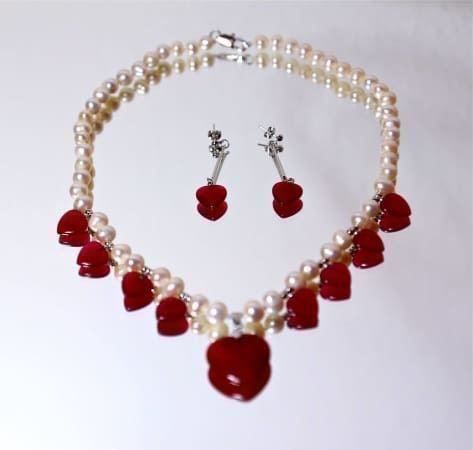 Catenine: SÜSSWASSERPERLEN, ROTE JADE COLLIER!NEU! – Nuovo (secondo la descrizione) da Basel venduto da Chili007 4