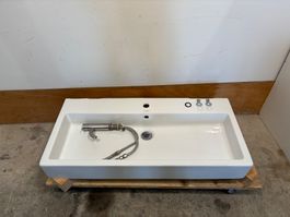 Duravit Waschbecken mit Armatur, weiss, Vola Armatur