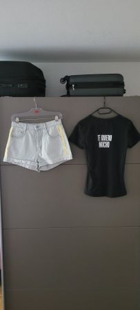 Short en jean Zara et T-Shirt taille 38/coton 100%/