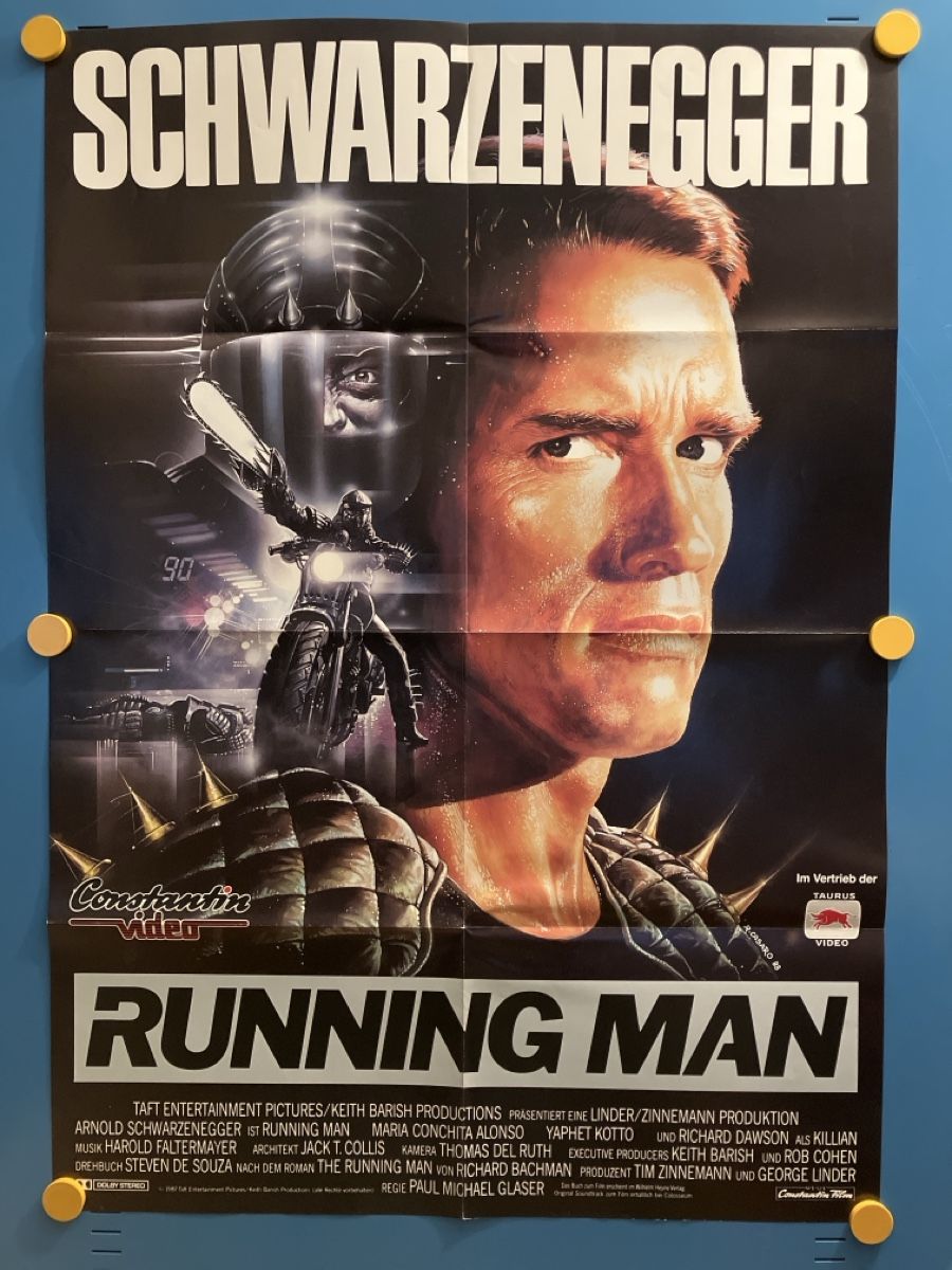 Poster & Bilder: Original Kinoposter: Running Man - Schwarzenegger, 1987! – Neu und originalverpackt aus Lausen von Indexvision
