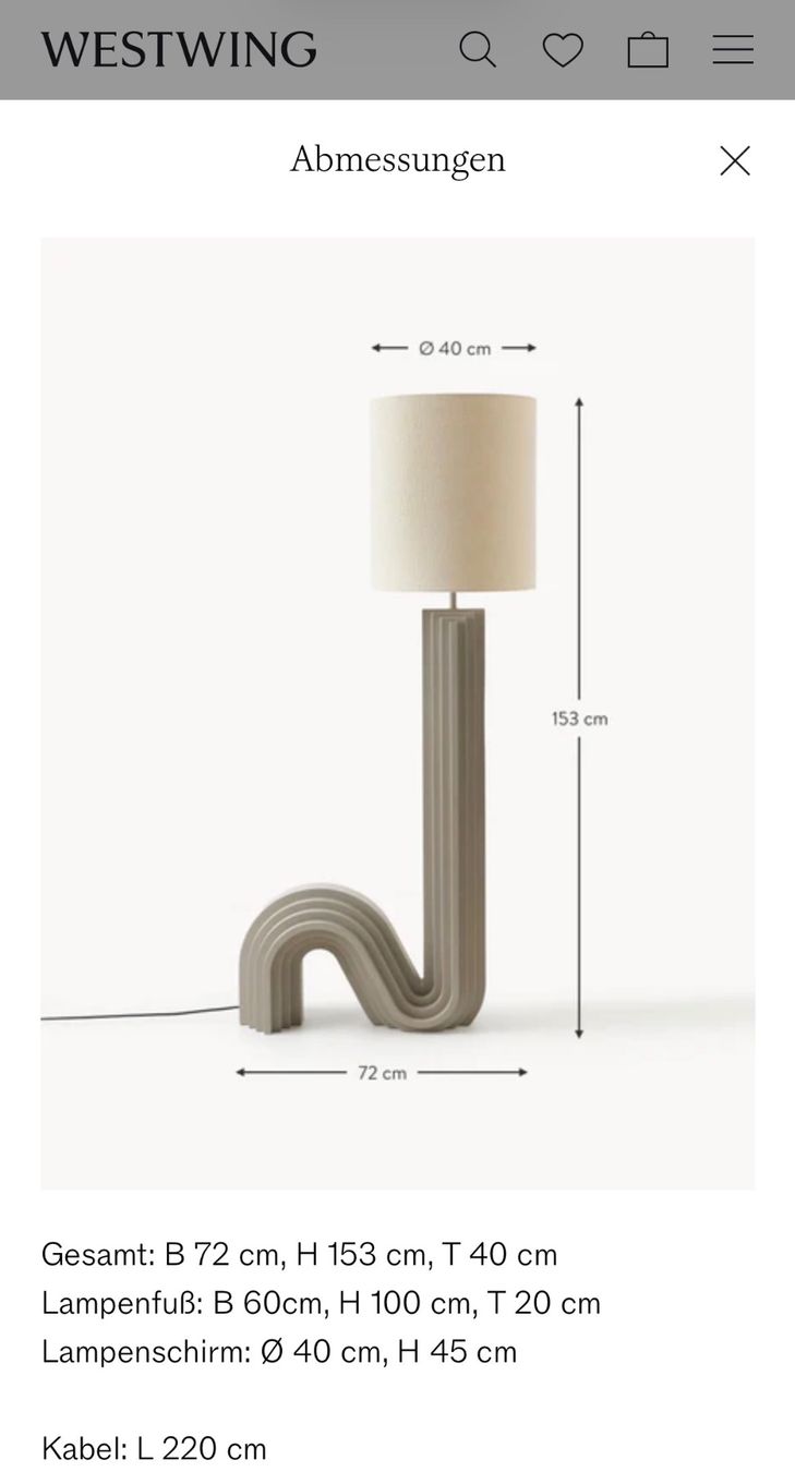 Westwing Lampade: Westwing Stehlampe (floorlamp) – Usato da Küsnacht ZH venduto da jda_6kry 2