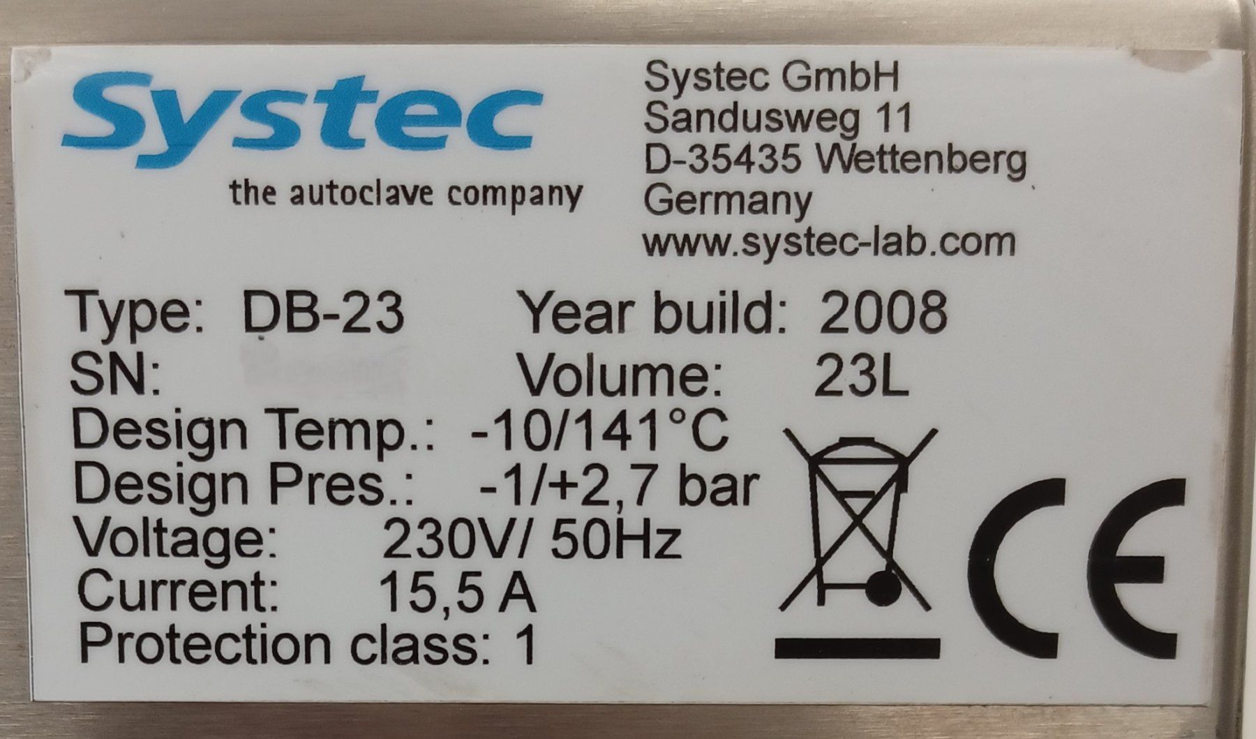 Accessori da laboratorio: Systec DB-23 – Usato da Niederdorf venduto da LeptonAG_Labor 9