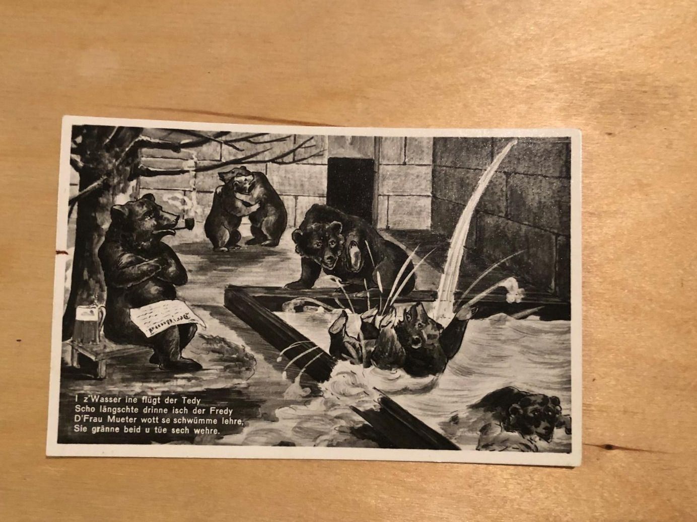Cartoline postali: Antike Postkarte, Bärenkarte mit Vers, 1938 – Usato da Basel venduto da sar_9jj8