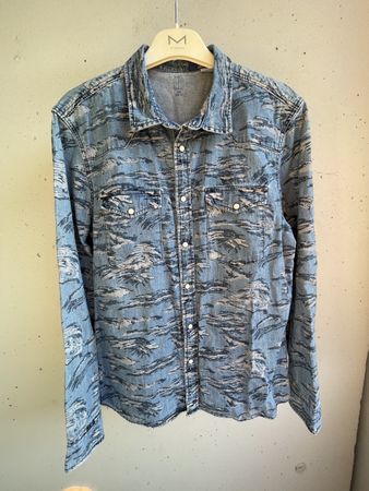 Chemise homme denim jean camouflage bleu taille M stylée