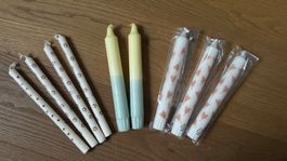9er Set Stabkerzen mit Motiven (Herz/Stern/Farben) -NEU