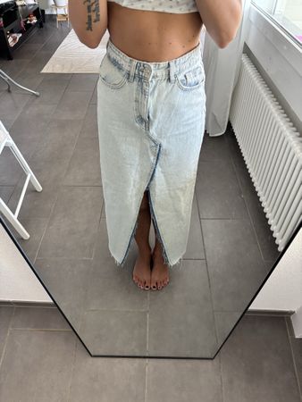 Denim Skirt Light Blue Size M Wrap Style Good Condition