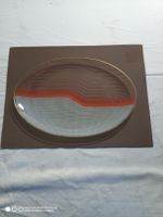 Servierteller Glas rot-weiss gemustert, mit Goldrand, 