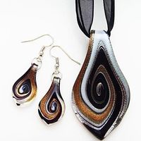 Set No8: Kette +Ohrhänger braun/gold Neu
