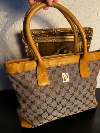 Diana Valentino Tasche Canvas Leder Braun Elegant