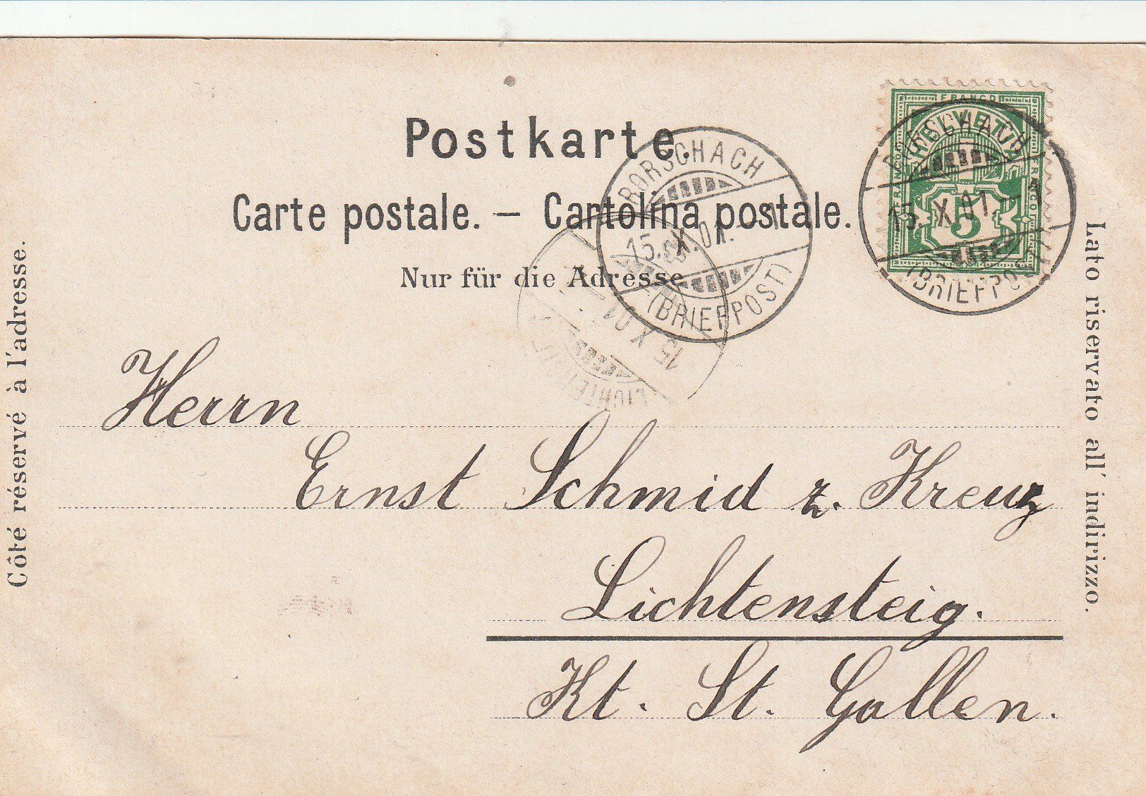 Cartoline postali: AK  Gruss aus Rorschach Litho 1901 – Usato da Rupperswil venduto da Ema10 1