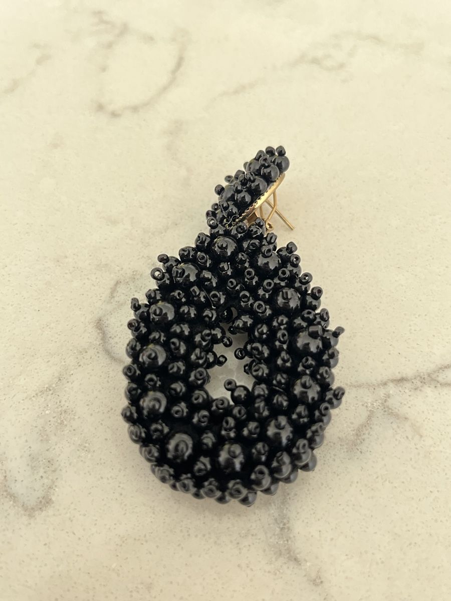 Orecchini pendenti & Orecchini a lobo: Chic Black Beaded Earrings - Statement Summer Jewellery! – Nuovo (secondo la descrizione) da Mies venduto da nic_yk5d 4