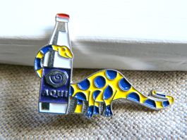 •  Dinosaur dinosaure pois Pünktli gelb blau eau  Pin M9A.12