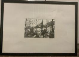 Originale Winter-Radierung von H. Scheitlin, gerahmt