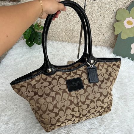 Tasche Coach Monogram braun Leder Schwarz guter Zustand