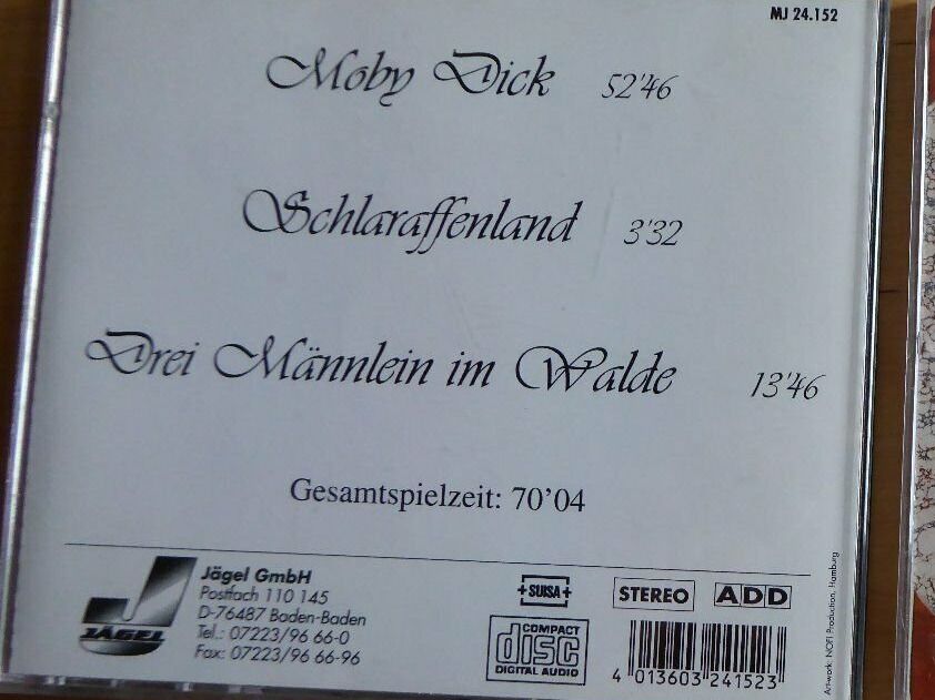 CD: Moby Dick - Schlaraffenland - Drei Männlein im Walde – Usato da St. Gallen venduto da elk2020 1