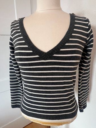 NEXOS Strickpullover, 50% Wolle, Gr. S, Grau/Weiss, NEU