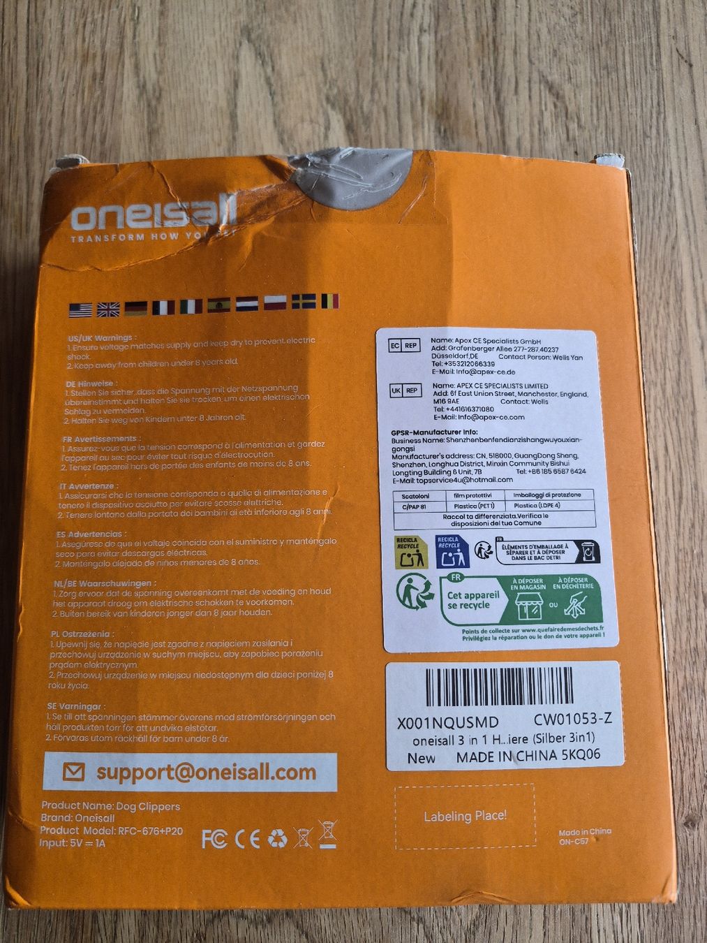 Prodotti per la cura & articoli per la pulizia: Oneisall Hunde Haarschneide Maschine  – Nuovo (secondo la descrizione) da Oberegg venduto da kev_58s7 1