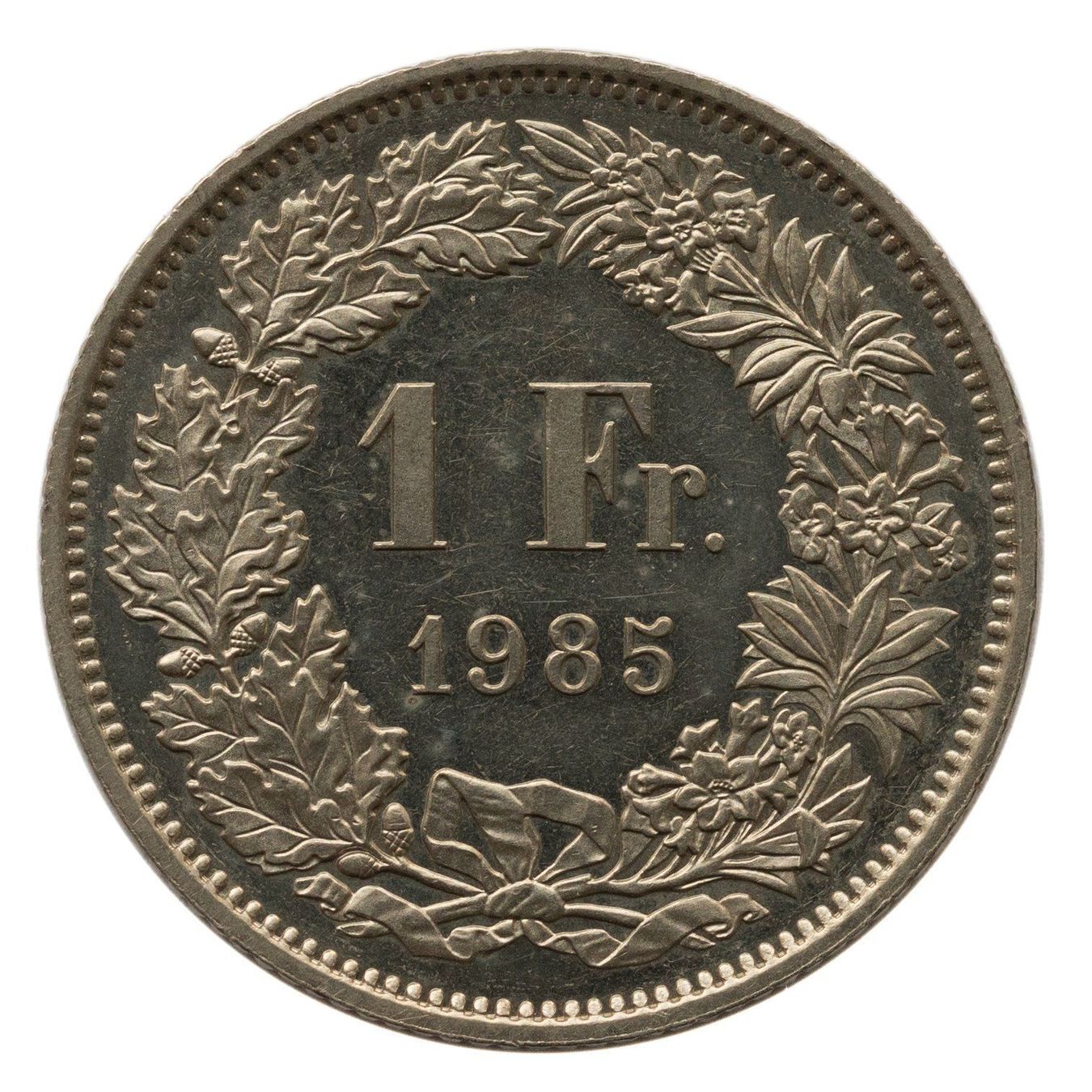 Tutti le monete: 1 Franken 1985 stgl – Usato da Rotkreuz venduto da Swiss-Coins 1